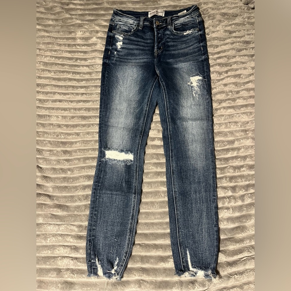 Flying Monkey Dark Blue Distressed Skinny Jeans